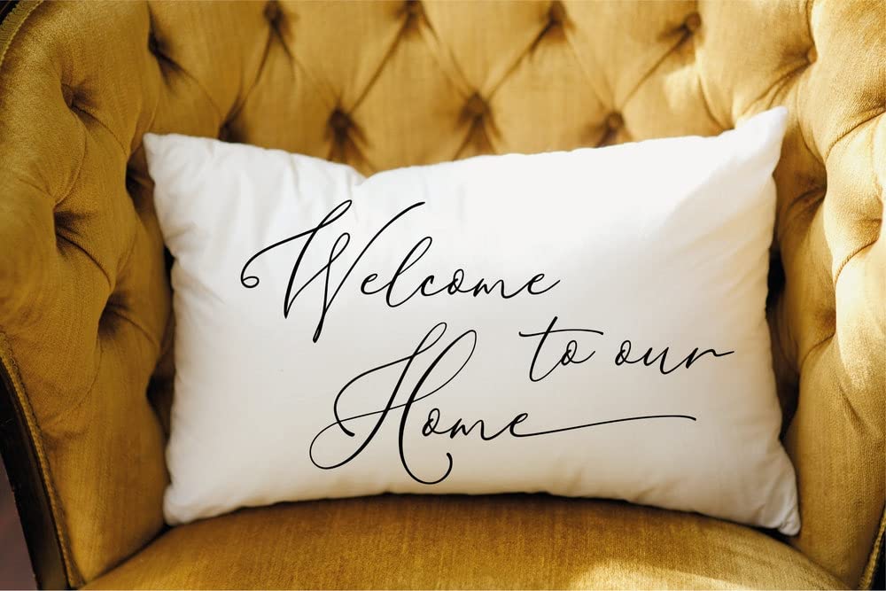 Custom Lumbar Pillow for Home Decor - Farmhouse Style Housewarming Gift & New Home Present - Personalized Welcome Pillow Case - Perfect for Living Room, Bedroom or Porch Decor
