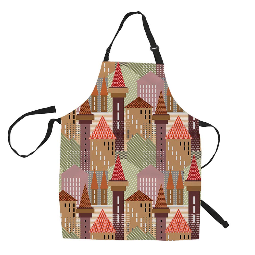 Swono Adjustable Waist Abstract Print Kitchen Apron - Cooking, Baking & BBQ Apron for Home Chefs & Restaurant Use