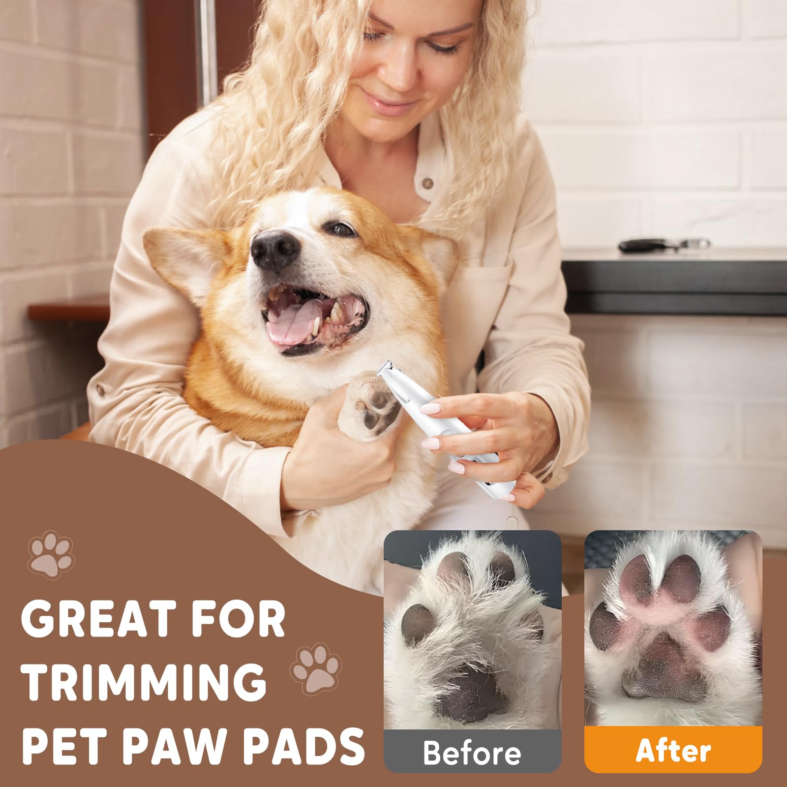 2024 Upgraded Pet Grooming Clippers - Waterproof Rechargeable Trimmer with LED Light for Paws, Face & Ears | Perfect for Home Pet Care