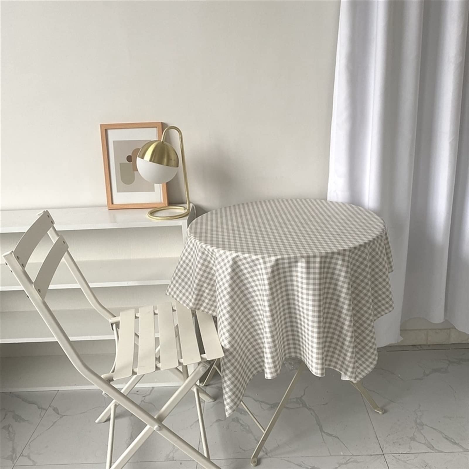 Korean Style Plaid Tablecloth - 70x70cm Rectangle Dining Table Cover, Khaki Photo Background Cloth for Beach Picnic, Home Decor & Instagrammable Dining Scenes
