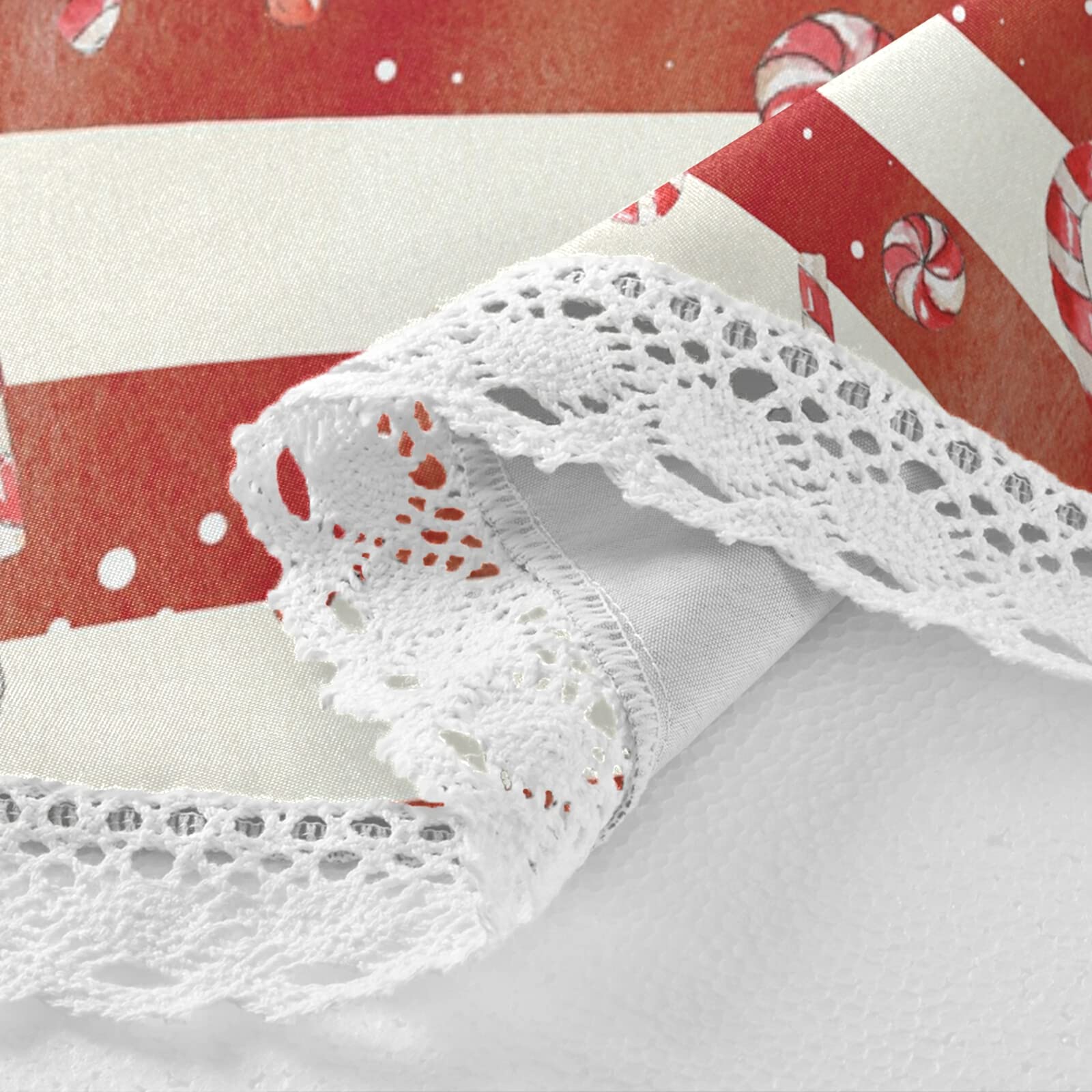Red and White Striped Round Tablecloth - 60 Inch Washable Polyester Christmas Table Cover for Holiday Parties, Kitchen Decor, Picnics & Dining | Festive Candy Cane Xmas Table Runner