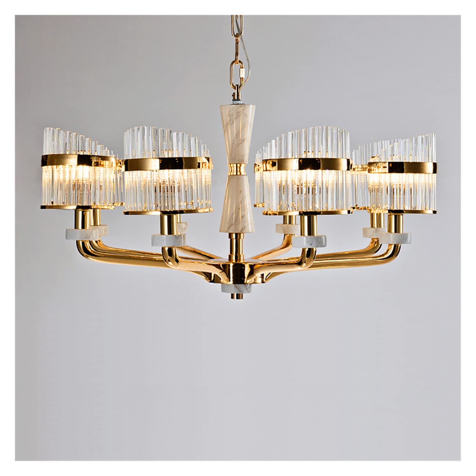 Modern LED Crystal Chandelier - Nordic Style Zinc Alloy Hanging Lamp with Jade Pendants for Living Room & Bedroom (6-Light) | Elegant Home Lighting for Dining Rooms, Hallways & Luxury Interiors
