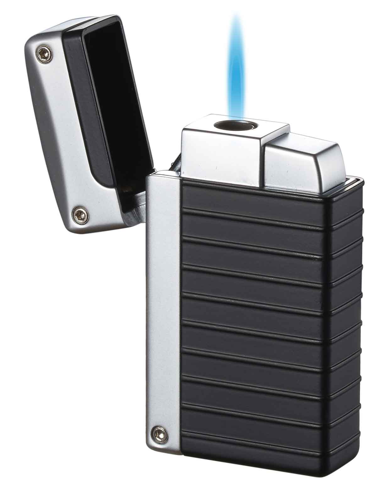 Visol Norfolk Black Matte Single Torch Flame Lighter - Windproof Butane Lighter for Cigars, Candles & Outdoor Use (Camping, BBQ, Hiking)
