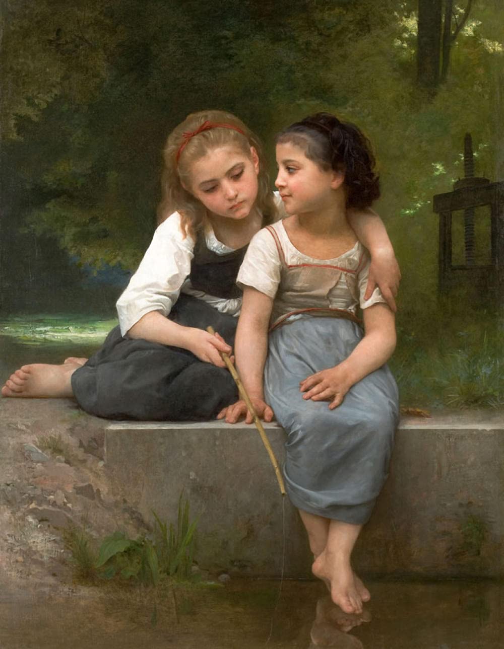DIY Paint by Numbers Kit for Adults - Pre-Printed 16x20 Inch Canvas Oil Painting (No Frame) - Bouguereau's Two Sisters Little Girl Famous Art Reproduction - Perfect Gift for Home Decor, Relaxation & Art Therapy