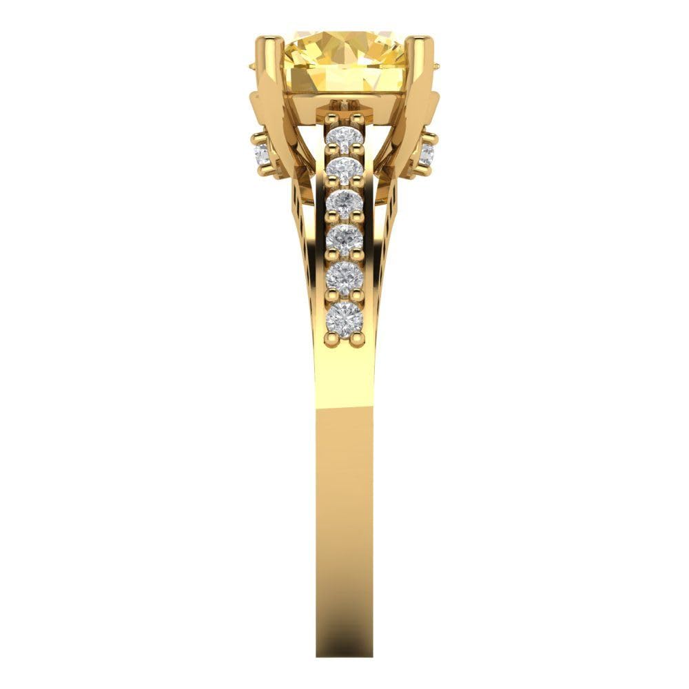 Clara Pucci 2.21ct Round Cut Simulated Diamond Solitaire Ring in 14k Yellow Gold for Engagement, Promise, Anniversary, and Bridal Jewelry