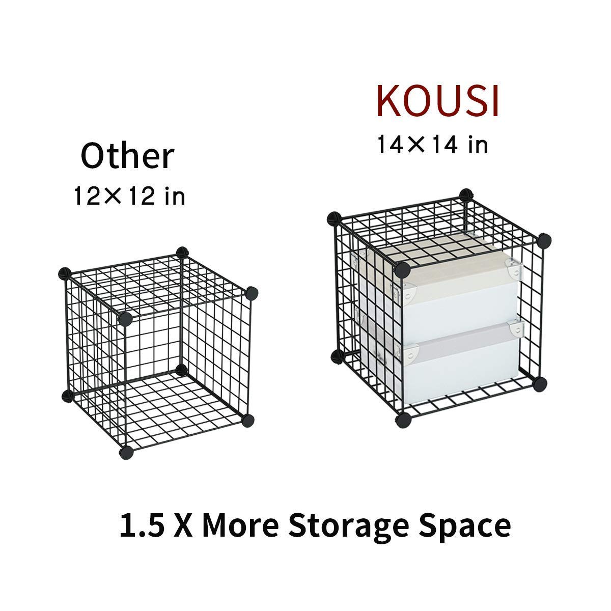 KOUSI DIY Wire Cube Storage Shelf - 30 Cube Black Modular Metal Grid Organizer for Closet, Bedroom, Office & Garage - Stackable Cubby Shelving Unit for Home Organization