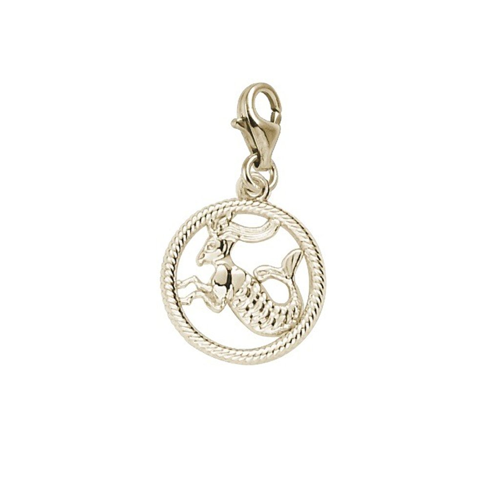Capricorn Zodiac Charm Pendant with Lobster Claw Clasp - Sterling Silver or Gold Plated Charm for Bracelets & Necklaces - Perfect for Birthdays, Astrology Gifts & Jewelry Making