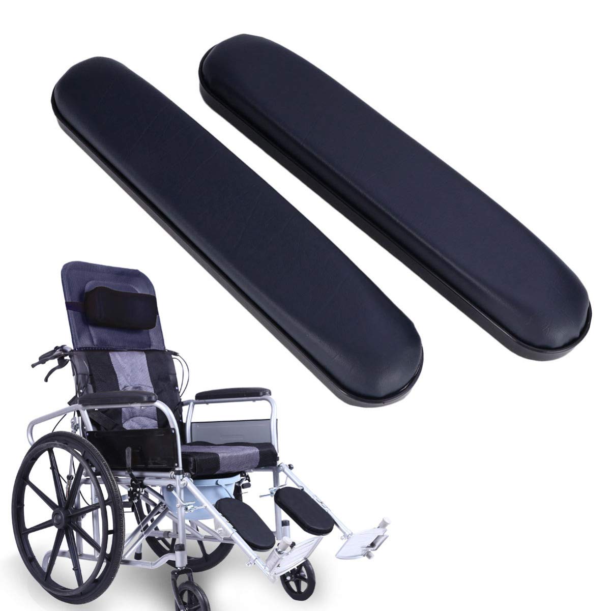 Beavorty 2-Pack PVC Sponge Pad Ladles with Stainless Steel Forearm Support - Non-Slip Desk Chair Armrest Covers for Office, Wheelchair & Elderly Care - Leopard Print Pressure Relief Pads for Comfort & Posture Support