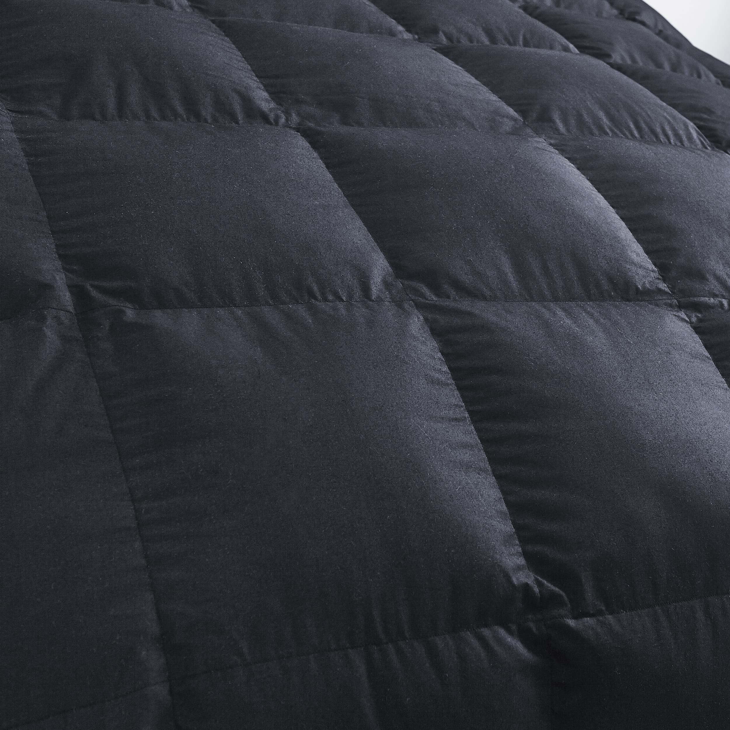 Luxury King Size Goose Down Feather Comforter - 100% Egyptian Cotton Cover, 90 oz Fill Weight - All Season Down Alternative Duvet Insert (Palatial King, Black) for Master Bedroom, Guest Room & Hotel Use