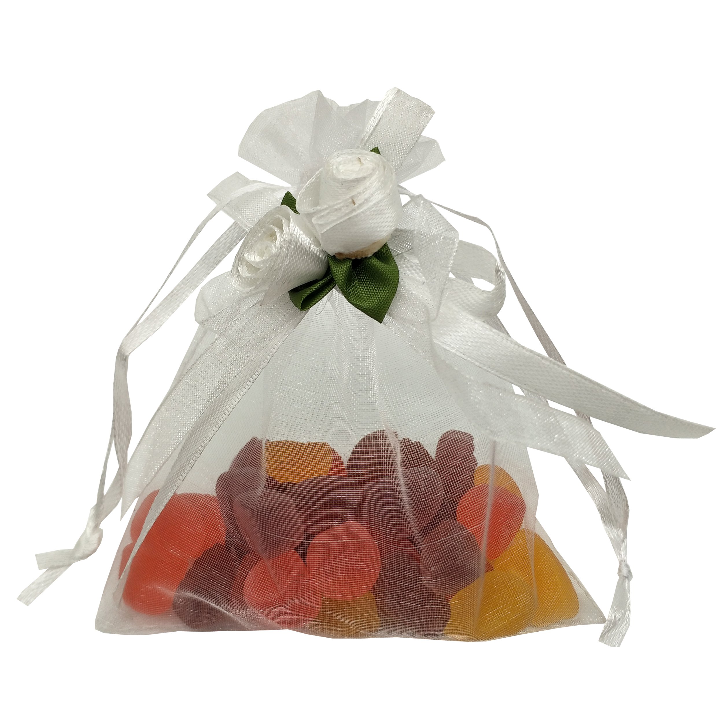 50pcs White Sheer Organza Favor Bags 3.8x4.8 Inches - Wedding Gift Bags, Party Favors, Jewelry Pouches & Sample Display Drawstring Bags - Perfect for Bridal Showers, Baby Showers & Special Events