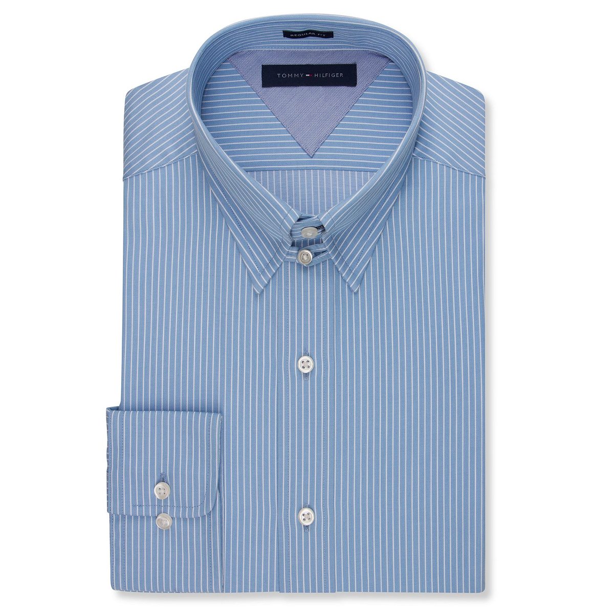 Tommy Hilfiger Men's Regular Fit Dress Shirt - Light Blue for Office & Formal Wear