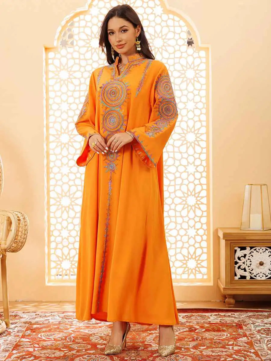 Elegant Eid Jalabiya Caftan Dress for Women - Traditional Embroidered Kaftan Gown - Perfect for Eid Celebrations, Weddings & Special Occasions