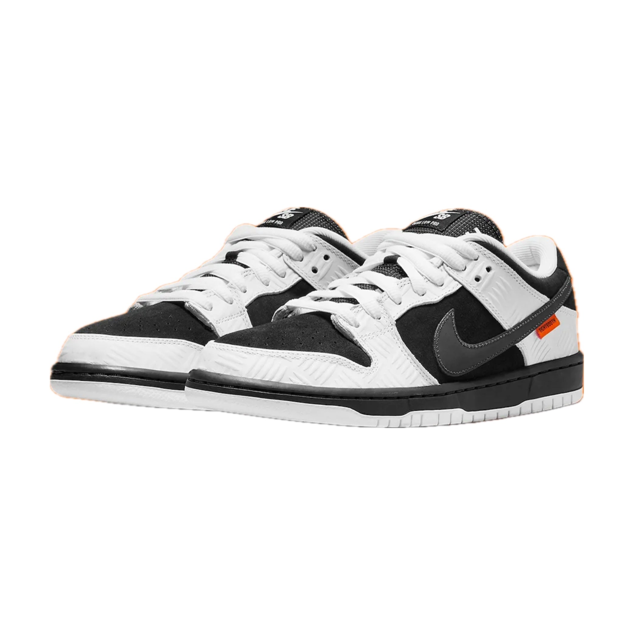Nike SB Dunk Low Tightbooth Sneakers - White, Black & Safety Orange Colorway | Skateboarding, Streetwear & Casual Wear Shoes