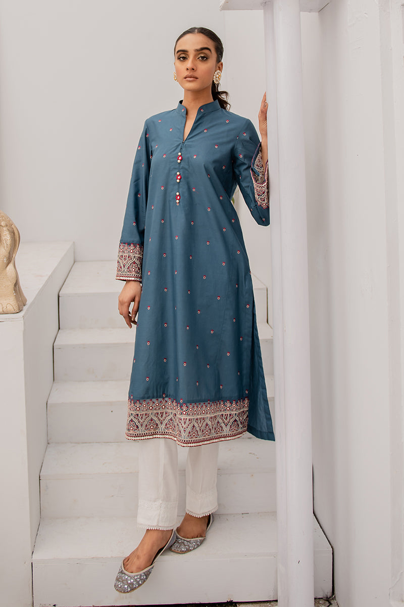 CERULEAN ASH EMBROIDERED SHIRT - Stylish Embroidered Casual Button Down Shirt for Men | Perfect for Office, Date Night & Summer Outfits