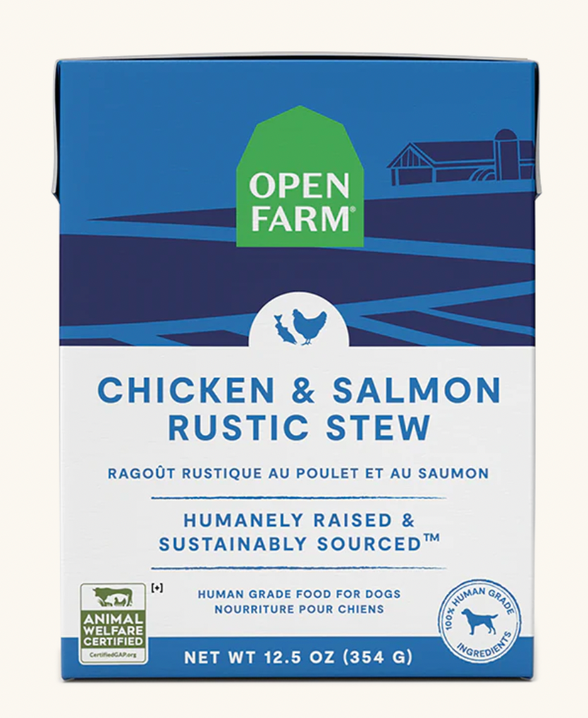 Open Farm Rustic Stew Chicken & Salmon Grain-Free Dog Food - 12.5oz (354g) for Small & Medium Dogs - Healthy Wet Food for Picky Eaters & Sensitive Stomachs - Perfect for Mealtime, Travel & Training Rewards