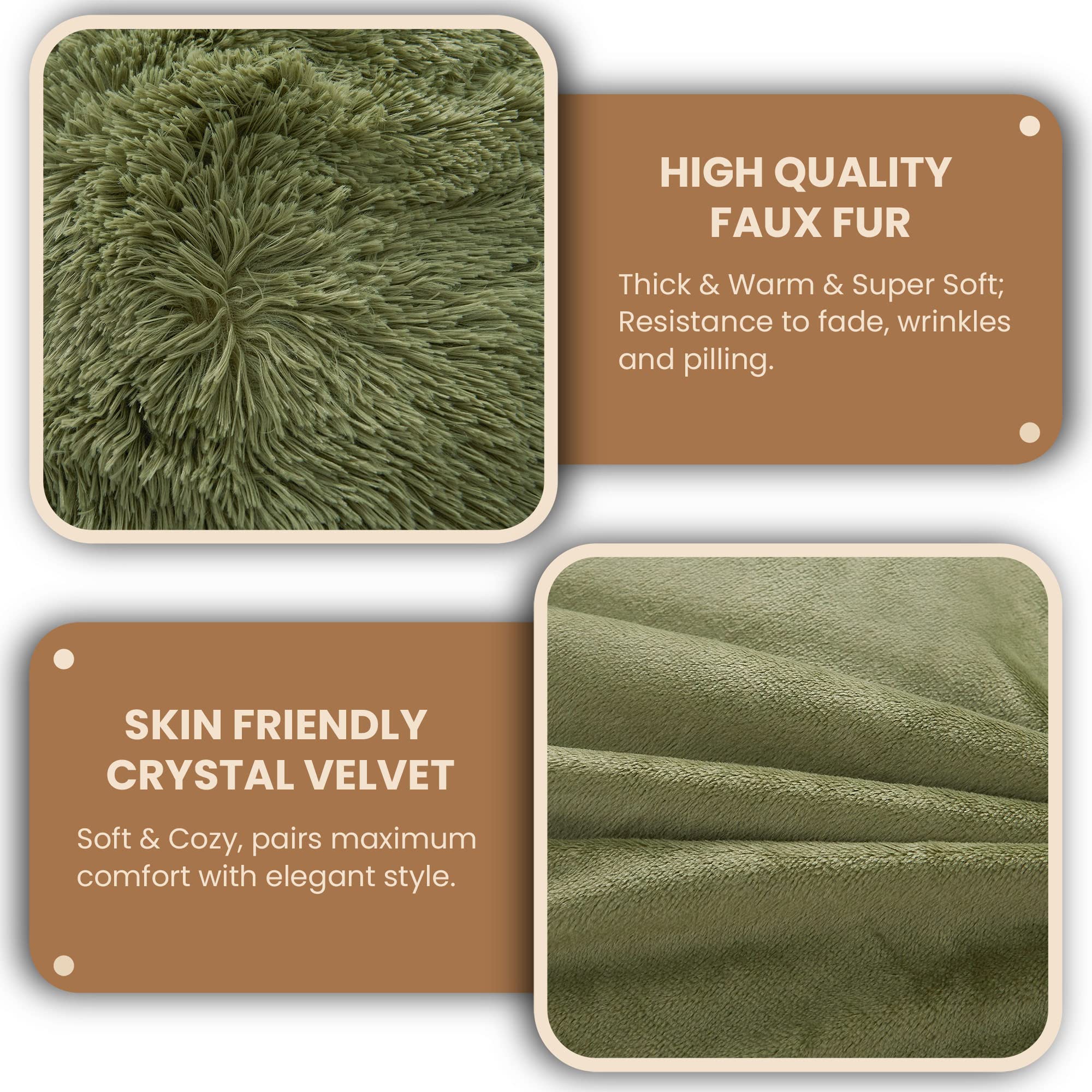 **MEGO Fluffy Body Pillow Cover 20x54 Inches - Soft Shaggy Faux Fur Pillow Case, Sage Green Plush Fuzzy Bed Pillow Cover with Zipper for Adults & Side Sleepers - Perfect for Lounging, Reading & Relaxing in Bed**