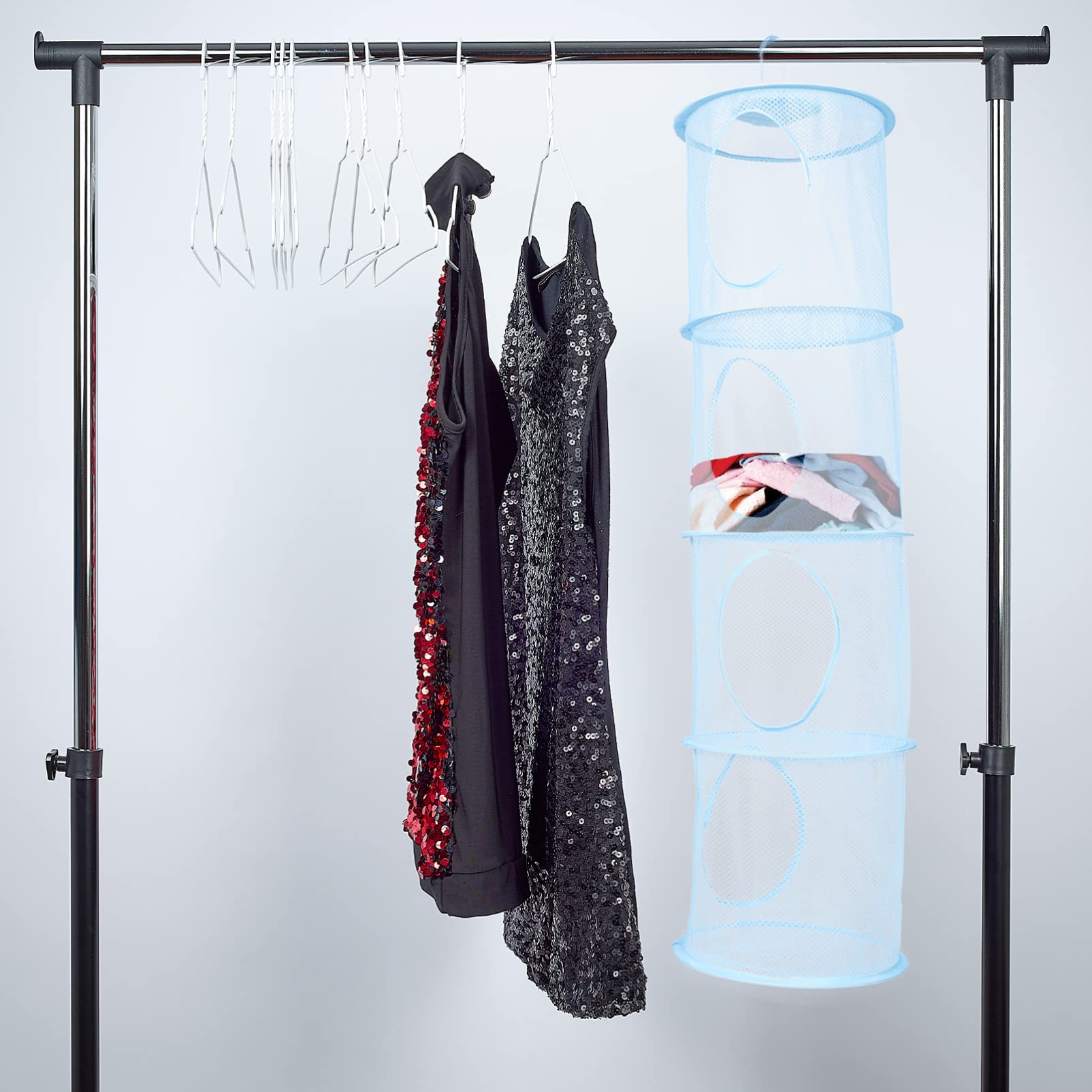 Foldable Hanging Basket - Portable Clothes Drying Rack for Underwear, Socks, Shoes & Sweaters | Space-Saving Laundry Organizer for Small Spaces, Apartments & Travel | Breathable Polyester Mesh Drying Net