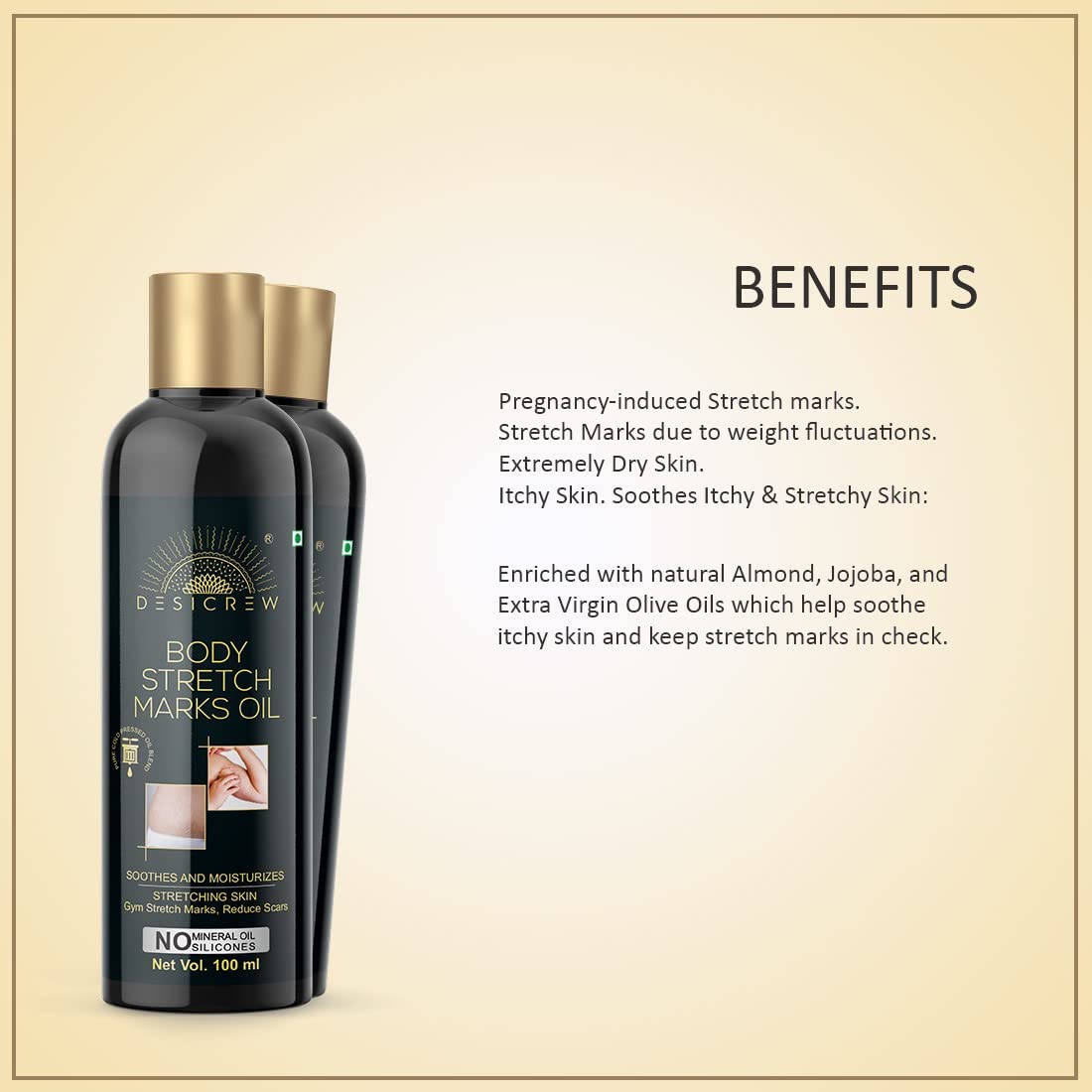 Organic Stretch Mark Removal Oil for Pregnancy & Anti-Aging - Scar & Wrinkle Treatment with Deep Hydration (200ml, Pack of 2) | Postpartum Care, Skin Repair & Daily Moisturizing Routine