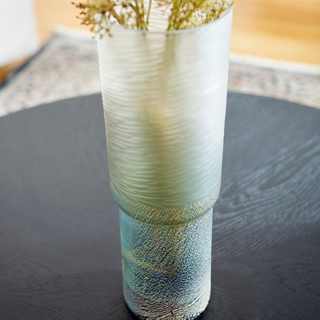 Cyan Design 11098 Canyonland Vase - Clear Glass with Gilded Silver Accents - Tall Decorative Vase for Home Decor, Wedding Centerpiece, or Gift Idea