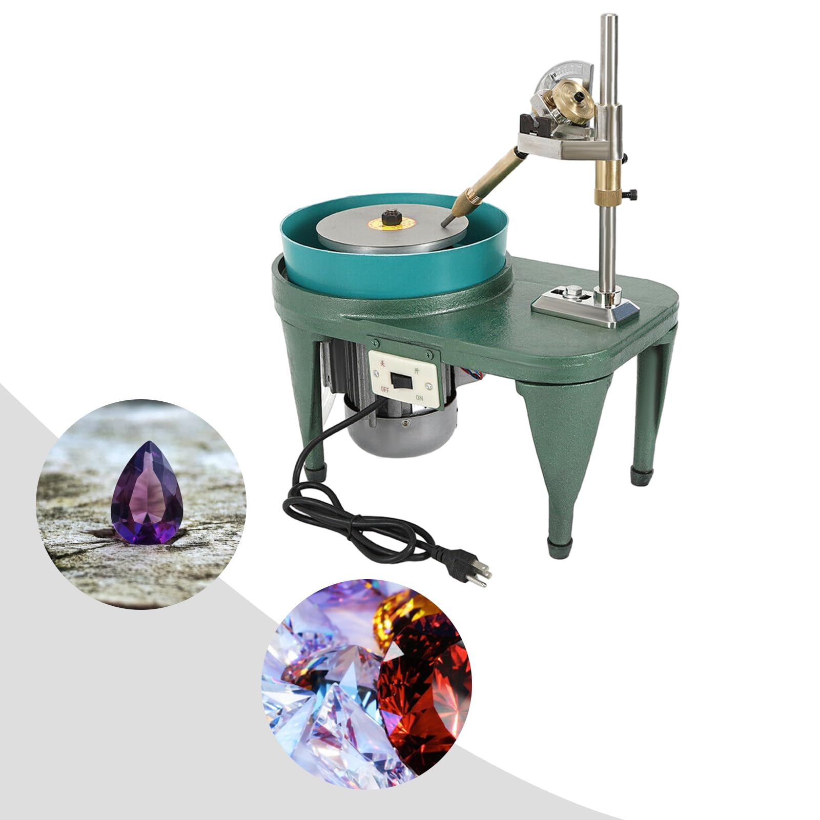 Professional Jewelry Polishing Machine 110V 60Hz 180W - Gemstone Grinding & Faceting Benchtop Polisher Tool for Jewelers, DIY Crafts, and Gemstone Enthusiasts - Perfect for Jewelry Making, Stone Cutting, and Metal Polishing Workshops