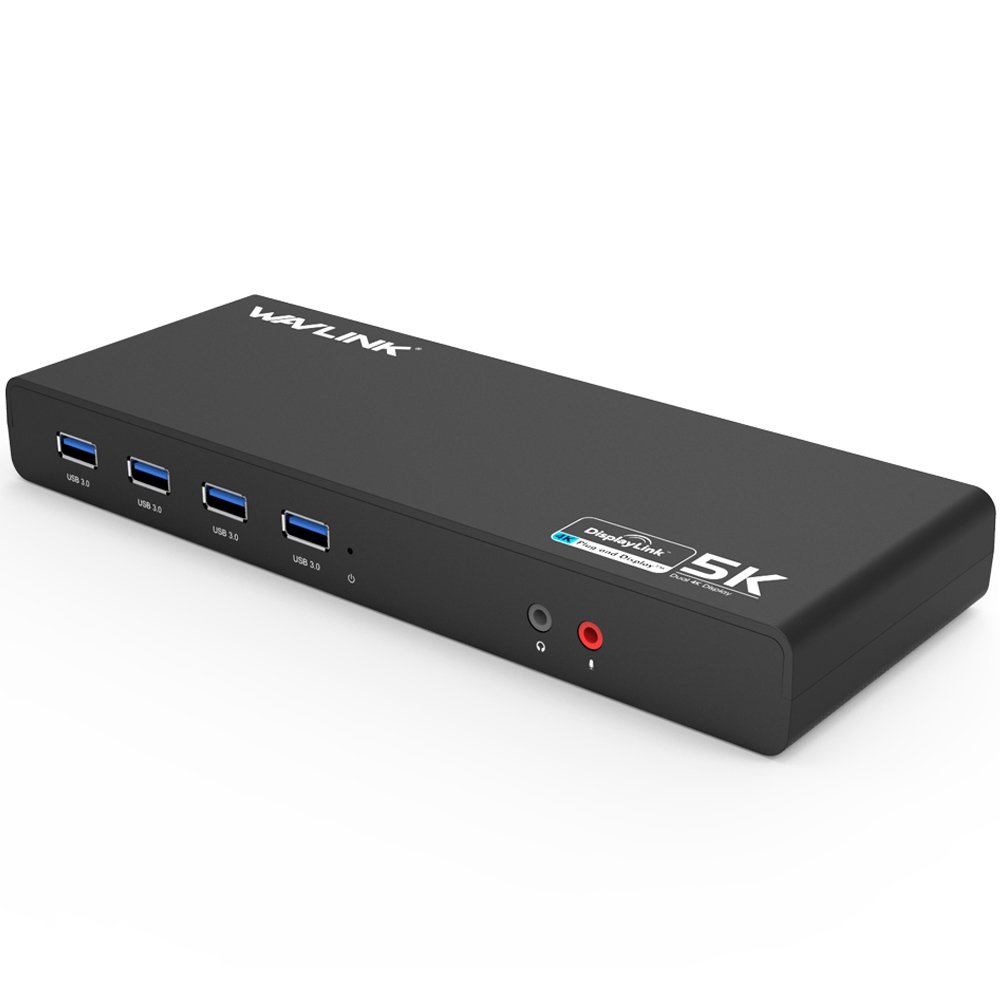 WAVLINK USB C Laptop Docking Station with Dual 4K@60Hz HDMI & DisplayPort, Gigabit Ethernet, 6 USB 3.0 Ports - Universal Laptop Dock for Windows/Mac (DL6950-PD) - Ideal for Home Office & Multi-Monitor Workstations