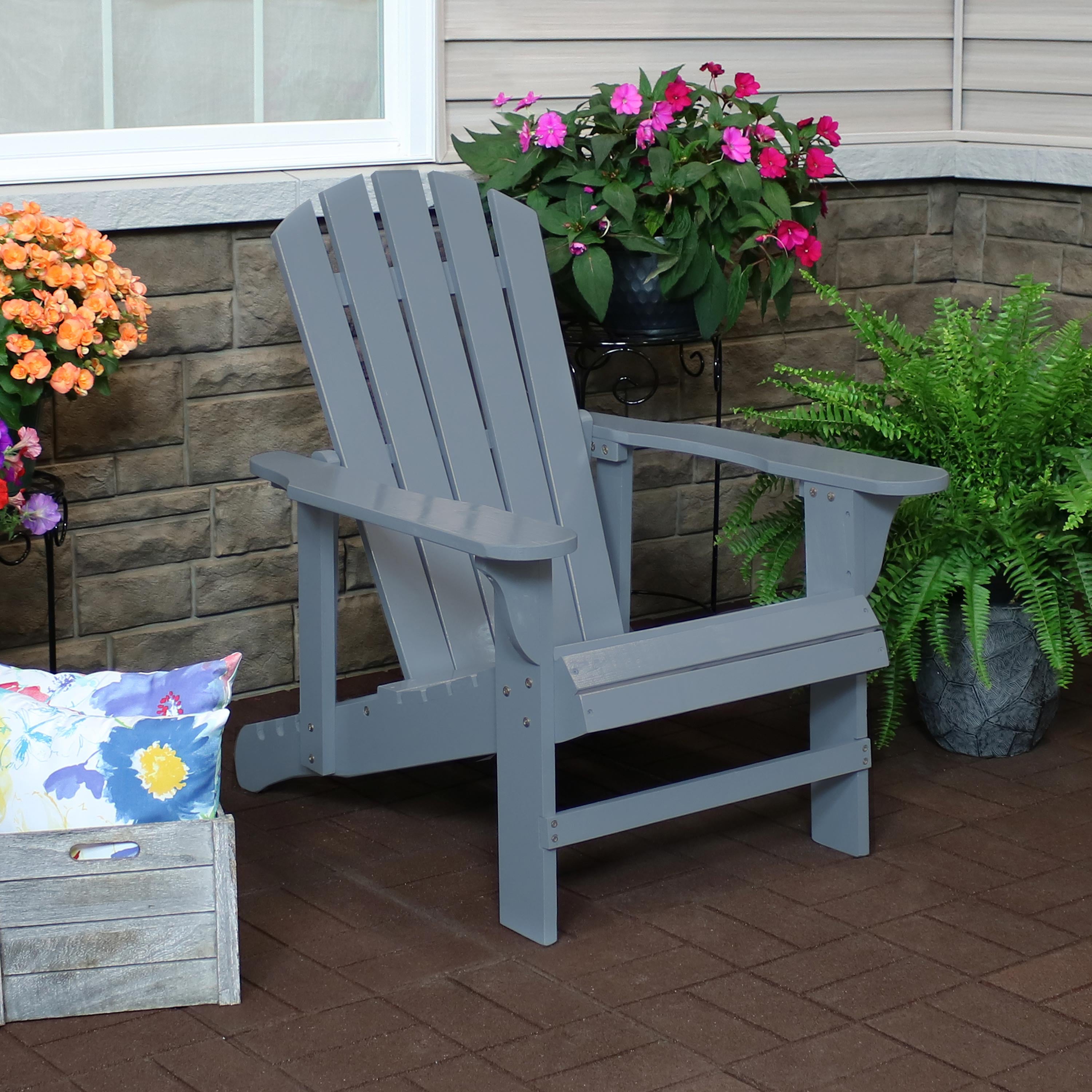 Premium Sunnydaze Wooden Outdoor Adirondack Chair with Adjustable Backrest - Comfortable Patio Furniture for Garden, Poolside & Backyard Relaxation
