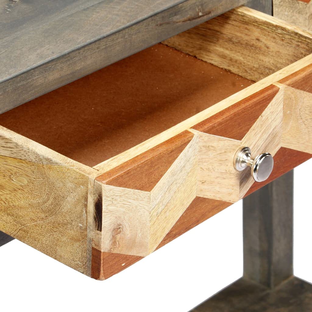 Modern Console Table with 2 Diamond-Pattern Drawers & Shelf - Solid Mango Wood Sofa Table (33.9