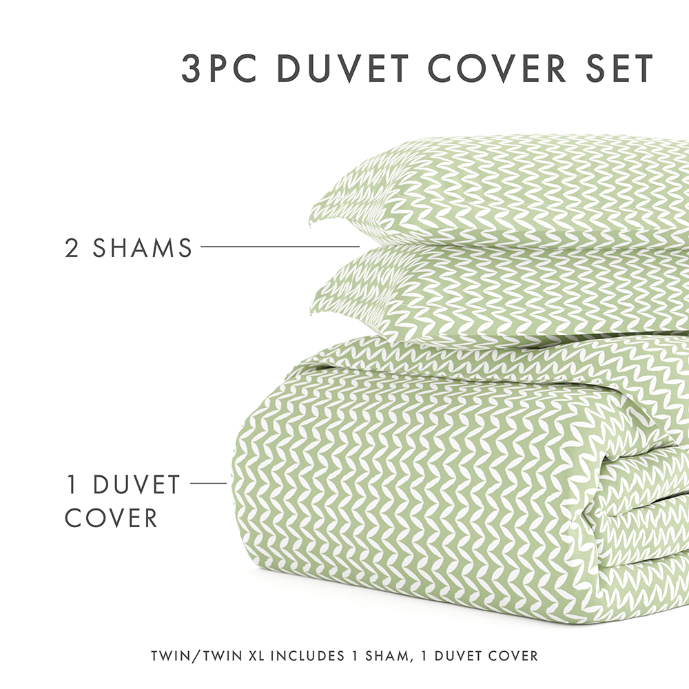 Stylish Puffed Chevron Pattern 3-Piece Duvet Cover Set - Queen Size Bedding with Pillow Shams - Perfect for Modern Bedrooms & Guest Rooms