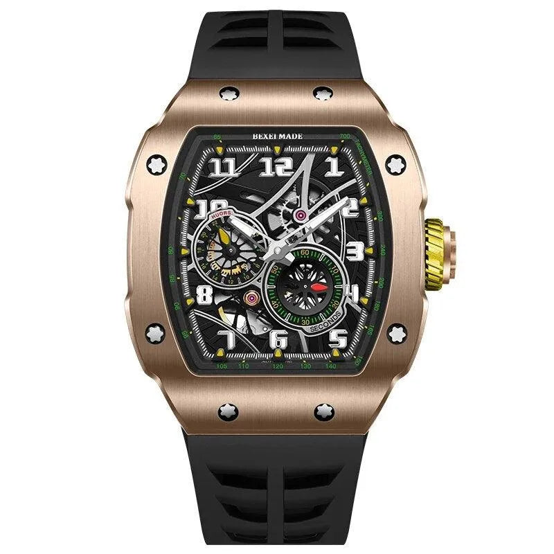 BEXEI 9088 Men's Automatic Watch - Carbon Fiber Case, Miyota 82S7 Movement, Sapphire Crystal, 50M Waterproof, Sporty Wind Design for Outdoor & Business Wear