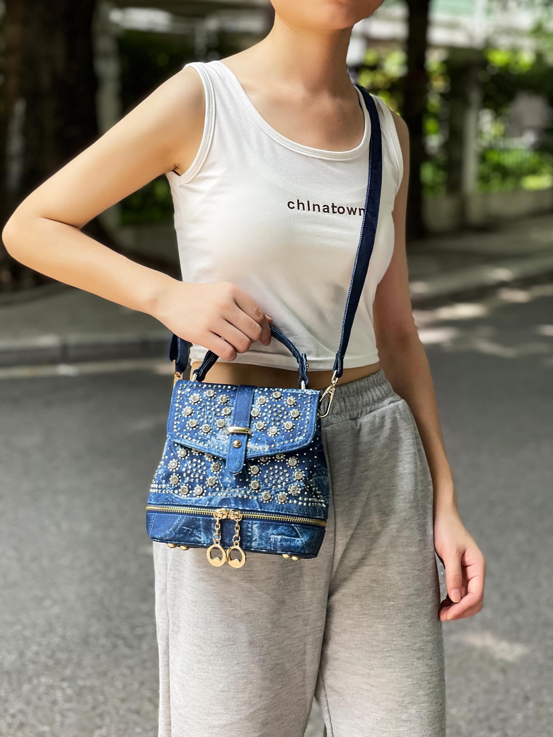 Sparkling Rhinestone Backpack Purse for Women - Mini Crossbody Bag for Party & Travel