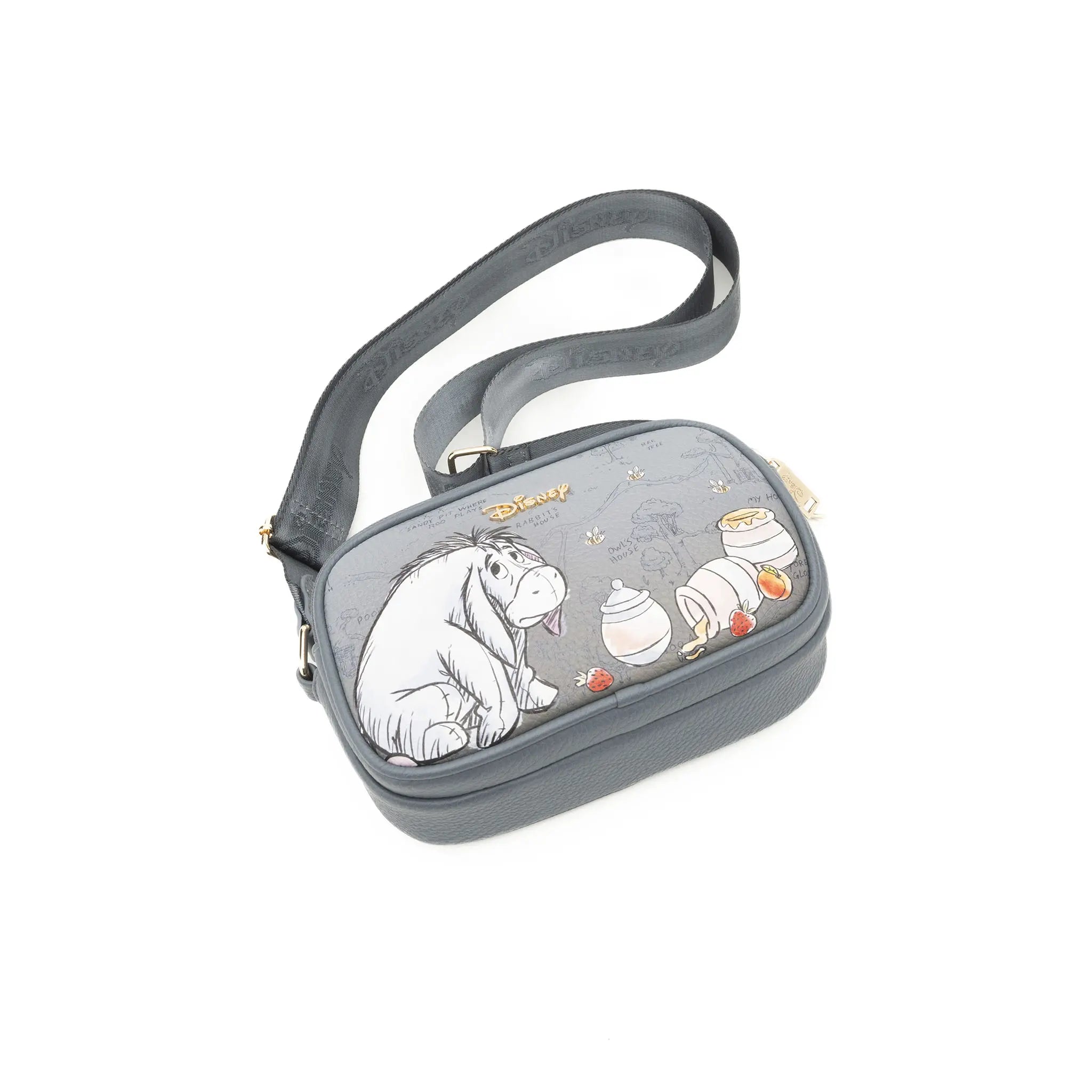 Eeyore Double Zipper Crossbody Shoulder Bag - Cute Disney Winnie The Pooh Character Purse for Women - Perfect for Daily Use, Travel & Shopping