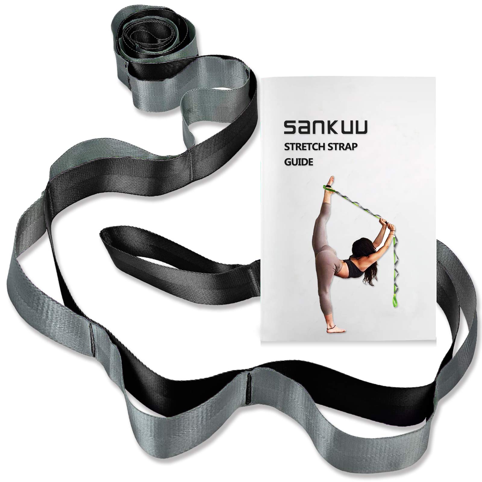 Premium SANKUU Yoga Stretching Strap with 12 Loops - Physical Therapy Exercise Band for Pilates, Gymnastics & Workout - Ideal for Home Gym, Yoga Studio & Physical Therapy Sessions (Men & Women)