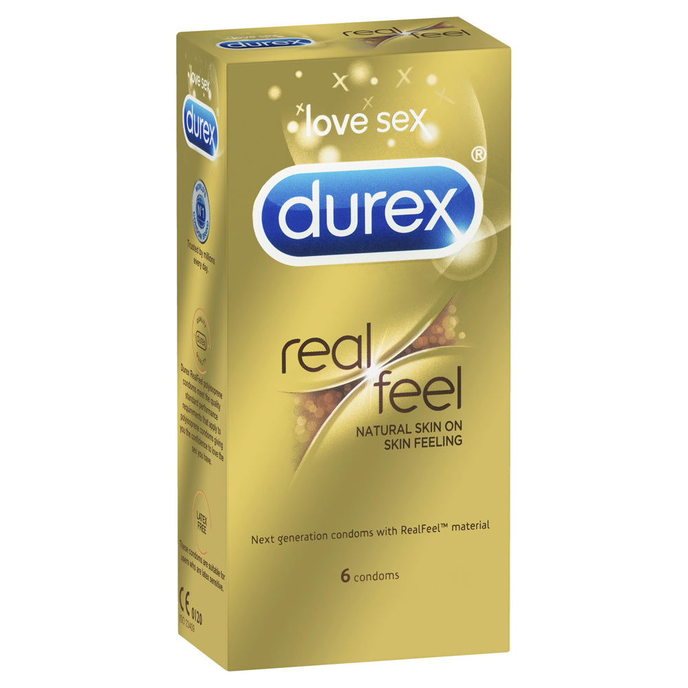 Durex Real Feel Latex Free Condoms - 6 Pack Ultra Thin for Enhanced Sensitivity & Protection - Perfect for Couples & Safe Intimacy
