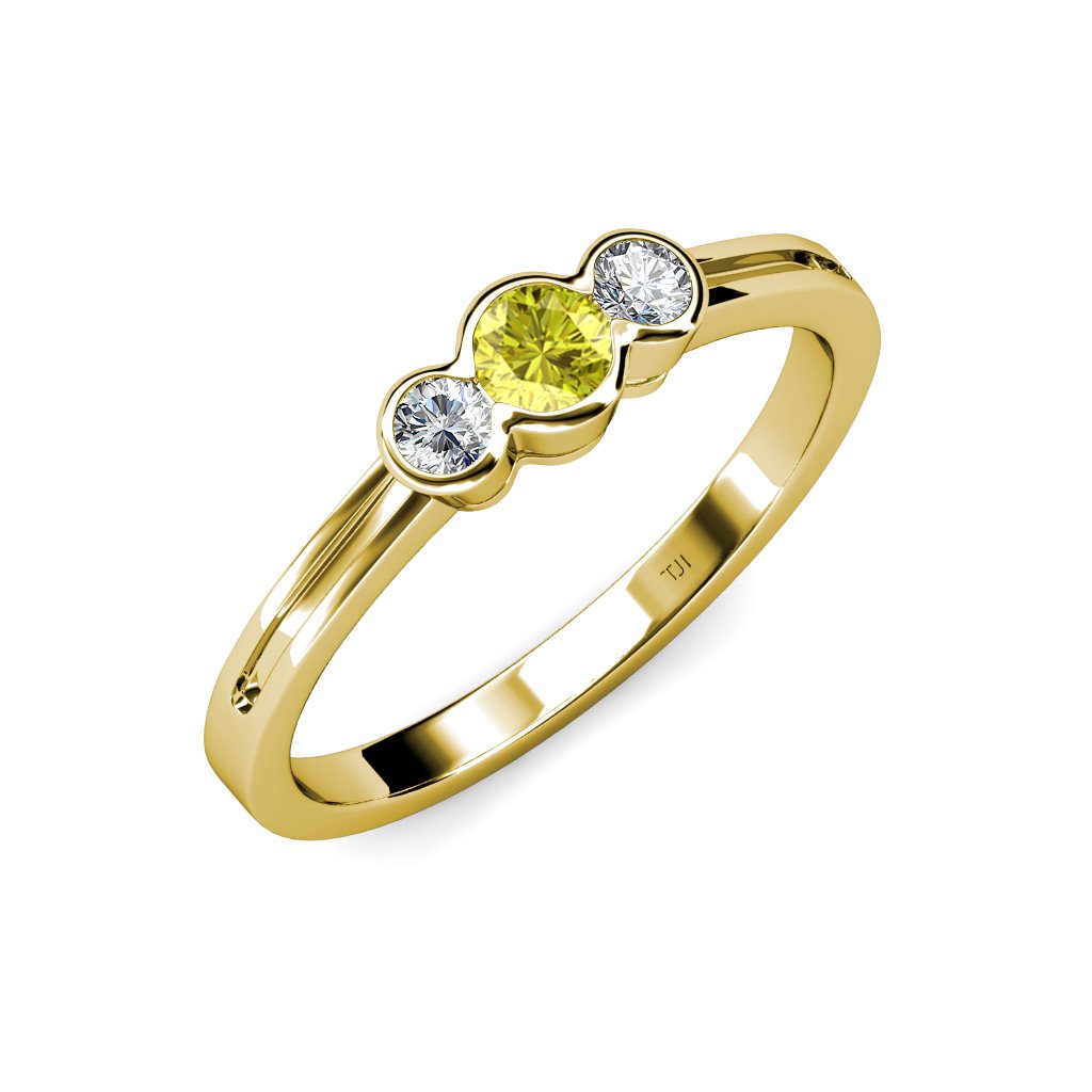 0.49ct Yellow & White Diamond Ring in 14K Gold for Engagement