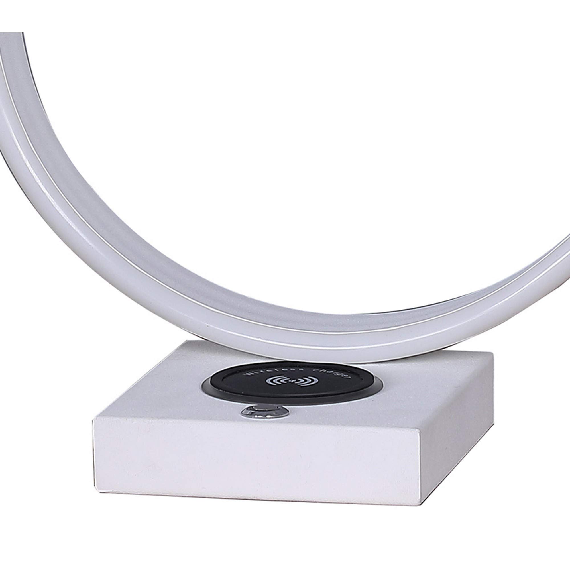 Benjara BM233926 13.5 x 6.25 x 10.5 Inch White Metal C-Shaped Table Lamp with USB Charging Port - Perfect for Bedroom, Living Room, Office & Study Desk Lighting