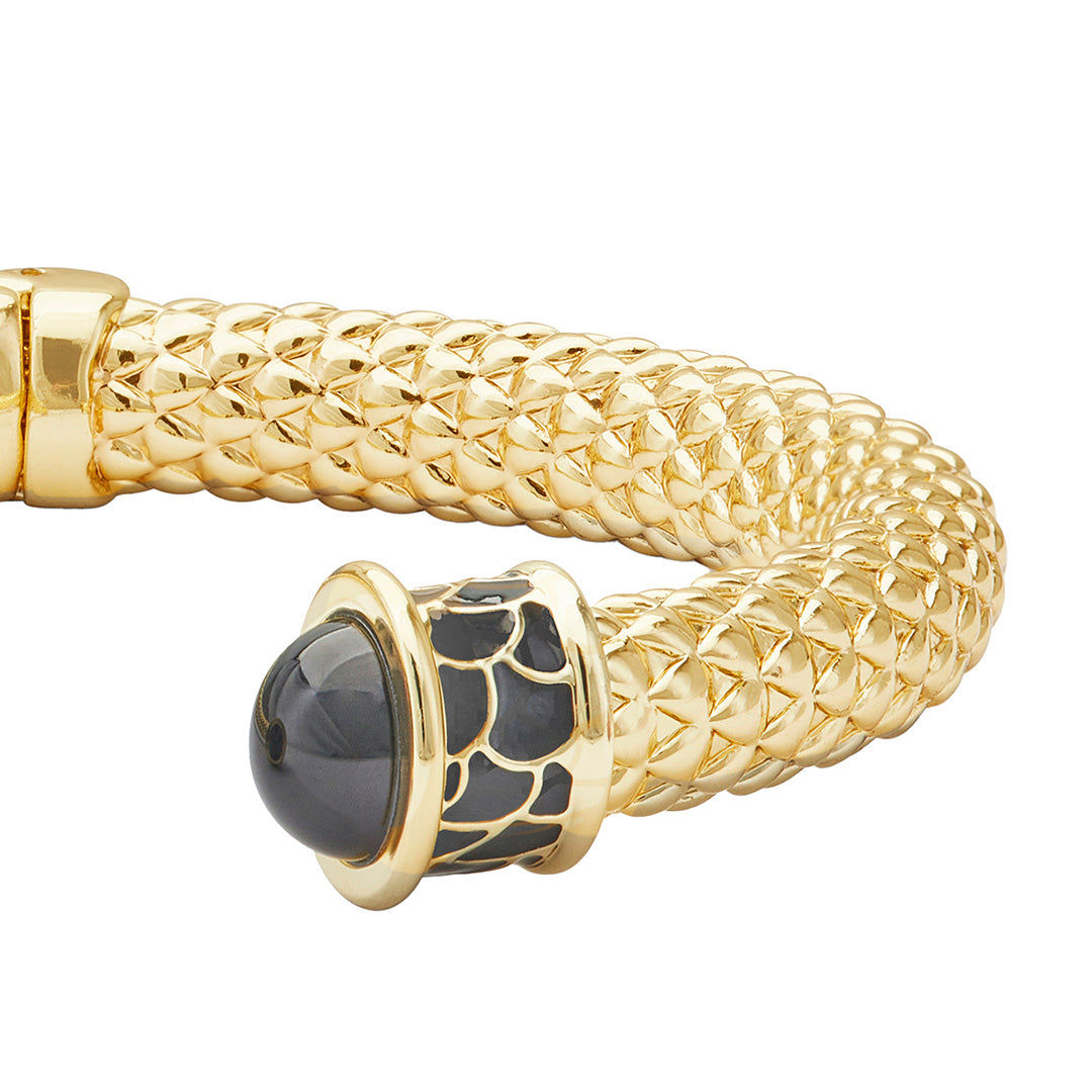 Minoan Hinged Black Torque Bracelet - Adjustable Ancient Greek Style Jewelry for Women, Perfect for Weddings, Parties & Boho Fashion