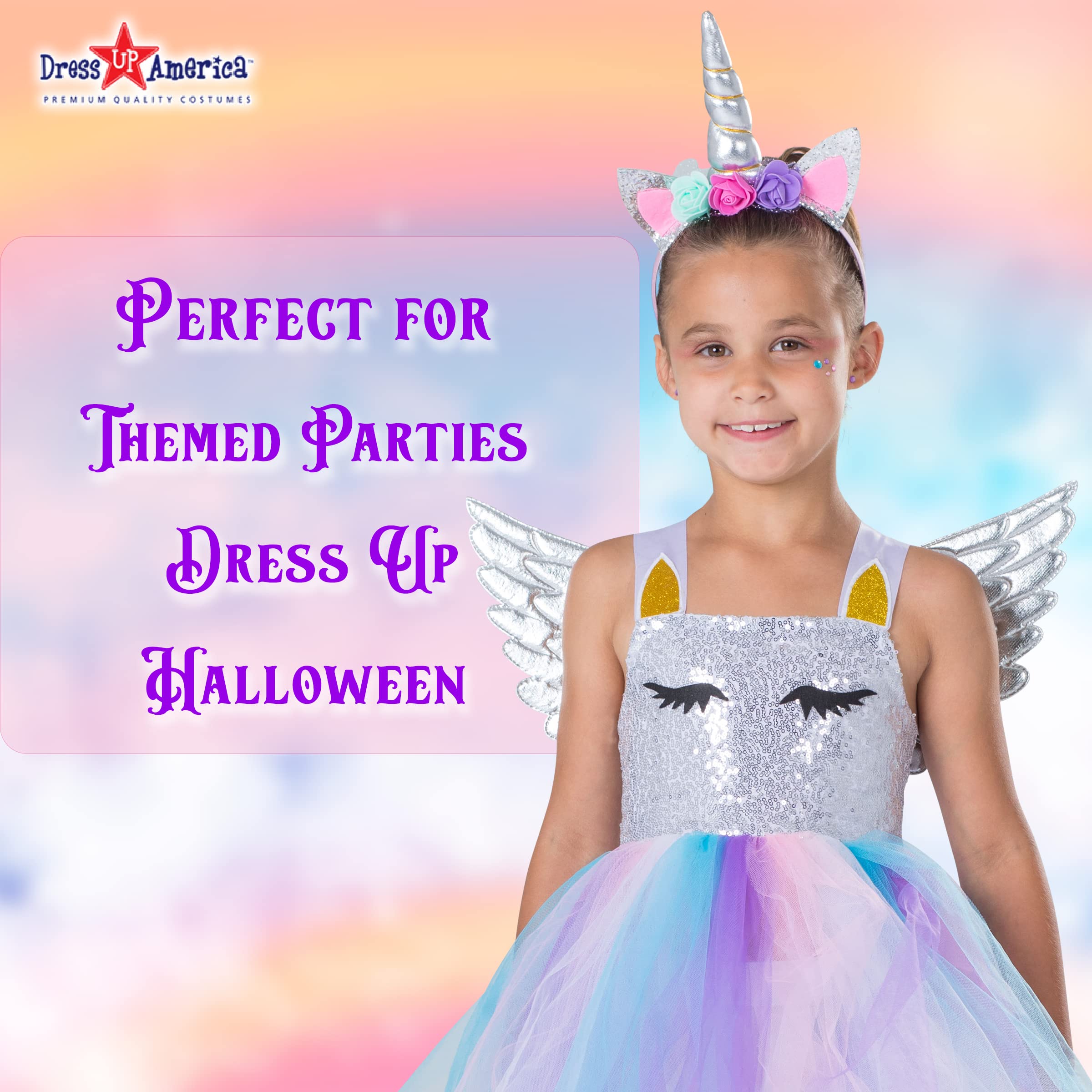 Magical Unicorn Costume Dress for Girls - Sparkly Tutu Party Dress with Headband - Perfect for Birthday Parties, Halloween & Dress-Up Play