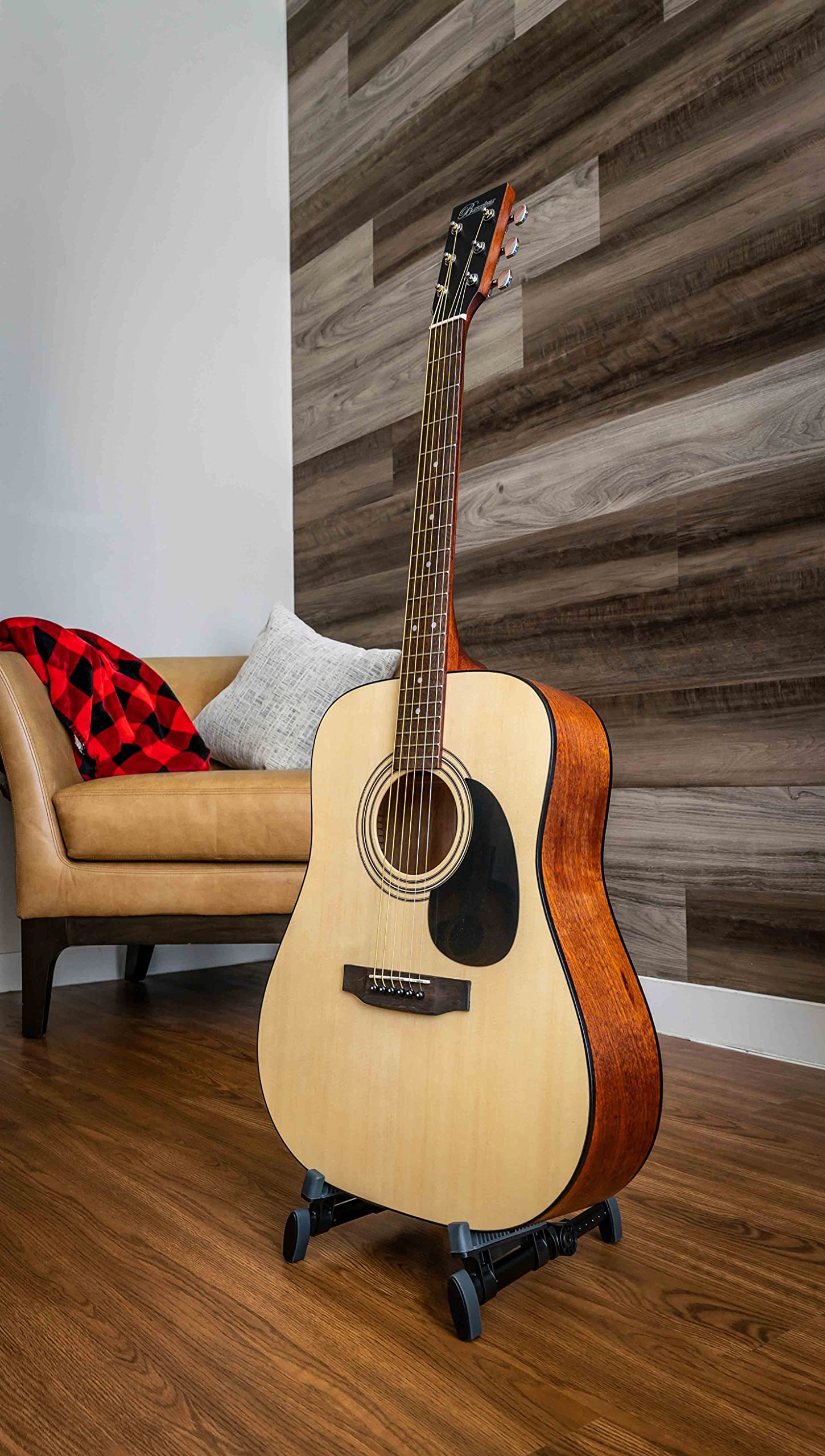Barcelona D500 Dreadnought Acoustic Guitar Bundle - Natural Finish with Gig Bag, Strings, Tuner, Strap, Picks, Online Lessons & Accessories | Perfect for Beginners, Camping, Travel & Home Practice