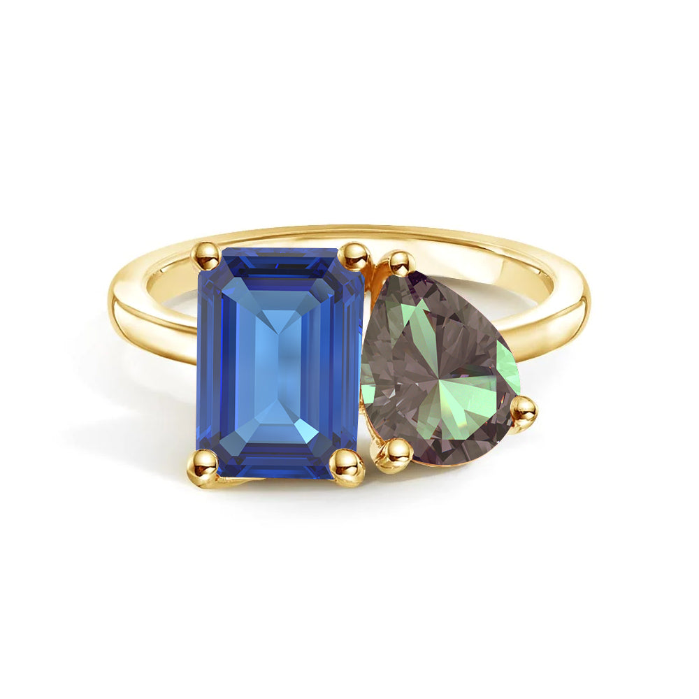 Toi et Moi Personalized Sapphire Birthstone Ring | Custom Anniversary Jewelry Gift for Her | Perfect for Weddings, Engagements & Romantic Occasions