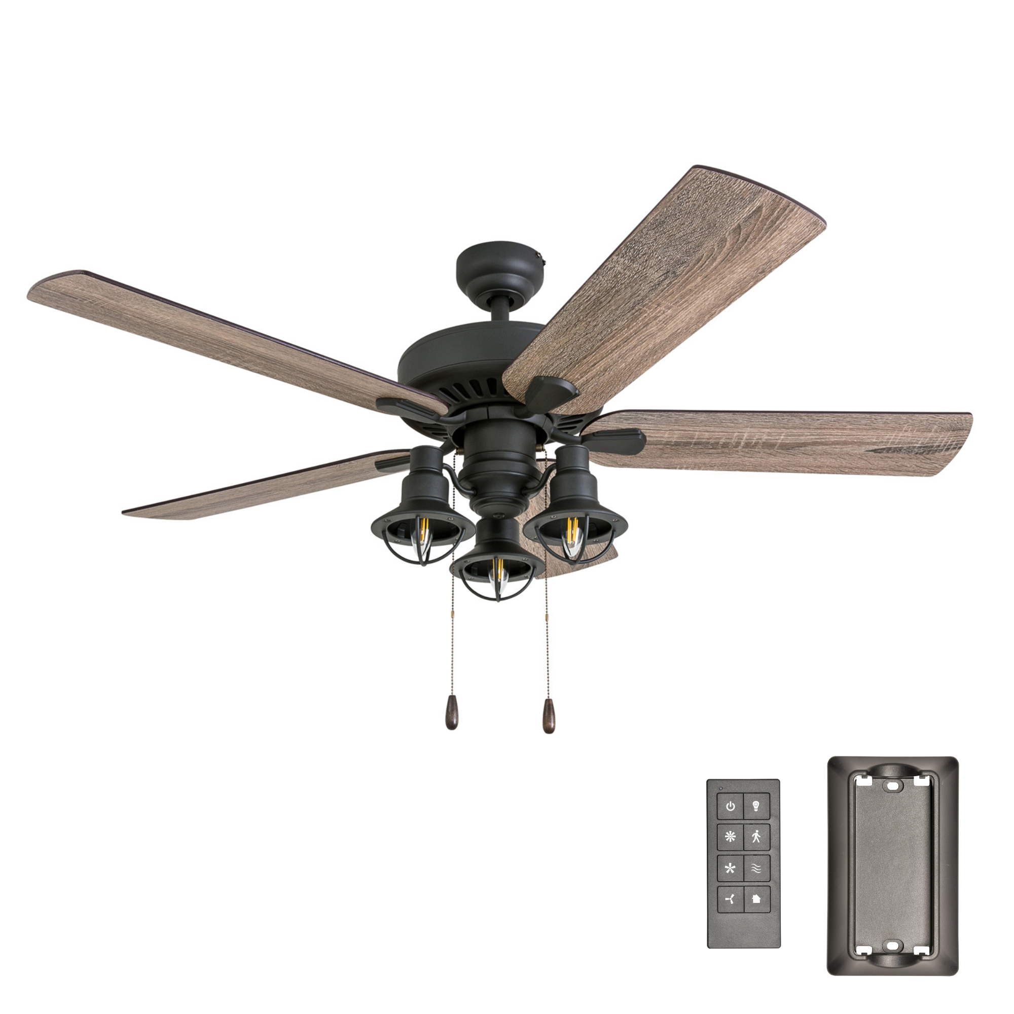 52 Inch Ennora Bronze Ceiling Fan with Remote Control - Energy Efficient Indoor/Outdoor Cooling for Living Room, Bedroom, and Patio
