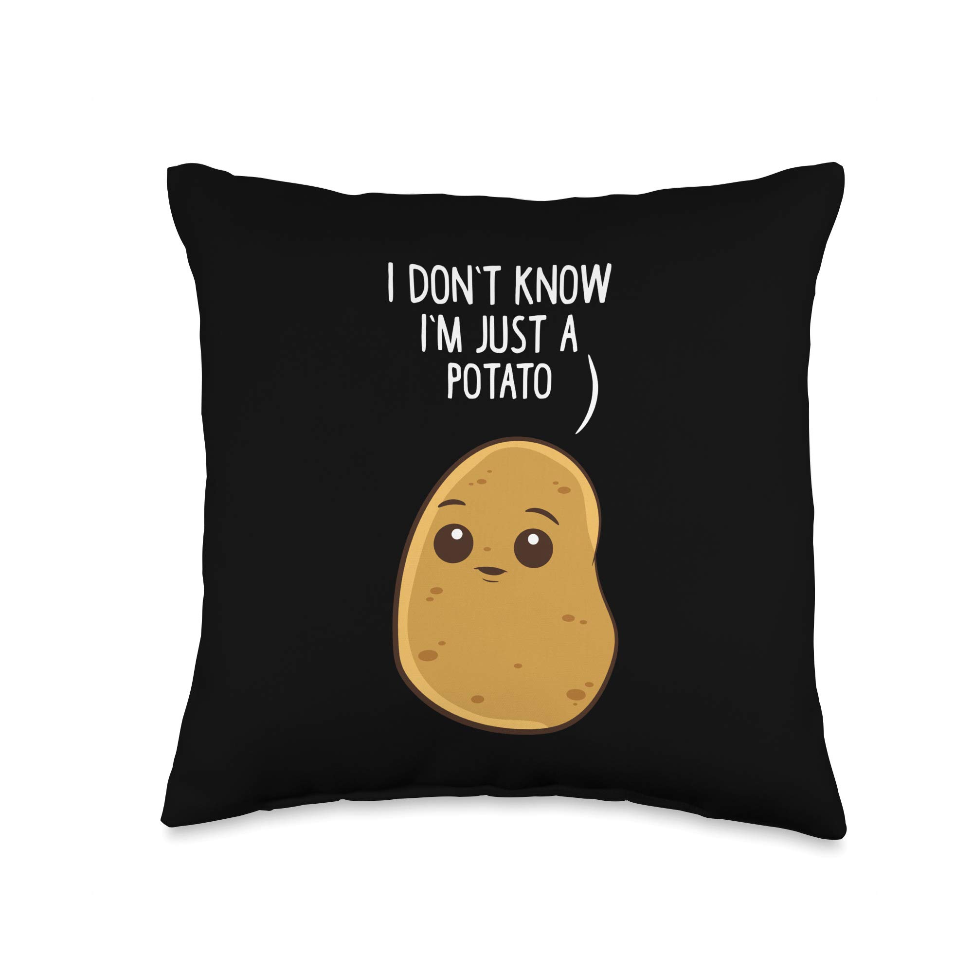 Funny Potato Throw Pillow - Cute 'I Don't Know I'm Just a Potato' Design - Soft Decorative Couch Pillow for Living Room, Bedroom, or Office