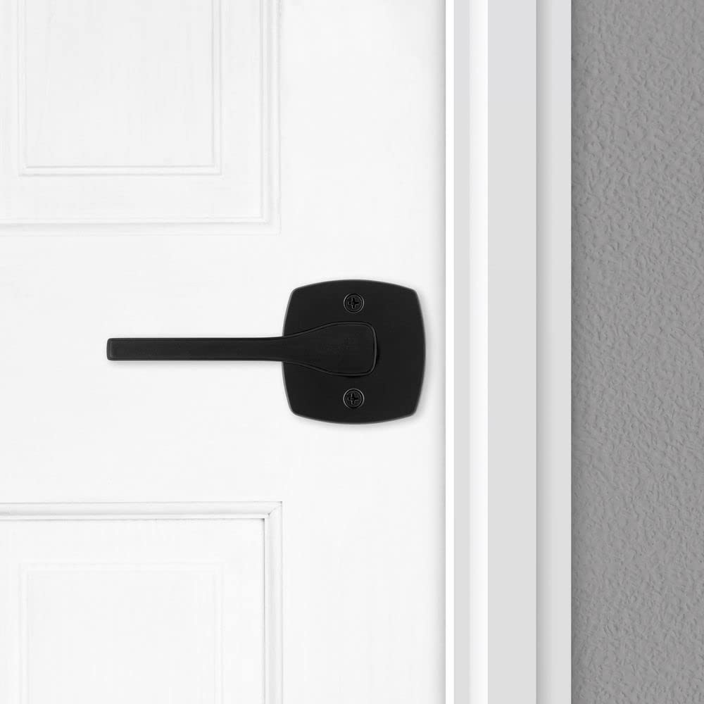 Kwikset Tripoli Lever Interior Door Handle - Reversible Non-Locking Matte Black with Microban Protection for Closet, Hallway & Bedroom Doors | Durable & Antimicrobial for High-Traffic Areas