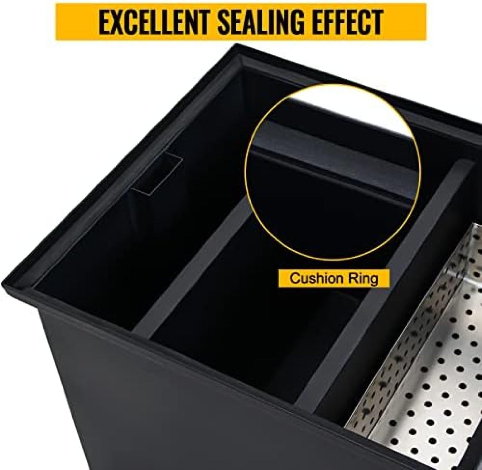 Commercial Grease Trap & Interceptor - 4.6 GPM Under Sink Oil-Water Separator, Side Inlet Design, Carbon Steel Construction (14LB, Black) - Ideal for Restaurants, Canteens & Home Kitchens - Prevents Clogged Drains & Maintains Plumbing System
