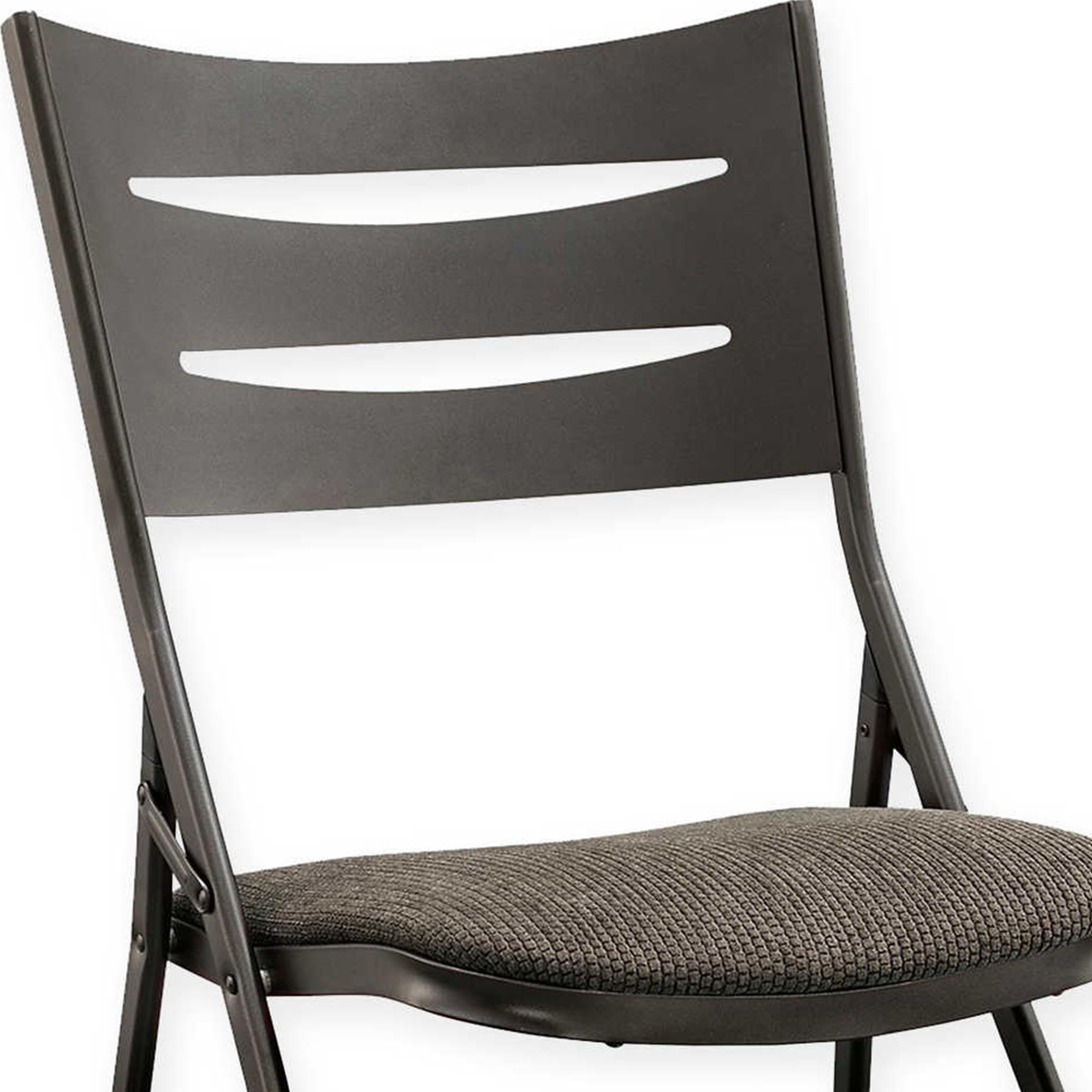 MECO Sudden Comfort Destiny 3 Slat Back Padded Folding Chair with Contoured Backrest & Steel Frame - Indoor Outdoor Event Chairs, Patio, Camping, Picnic, Beach, Backyard (Set of 4, Cinnabar Red)