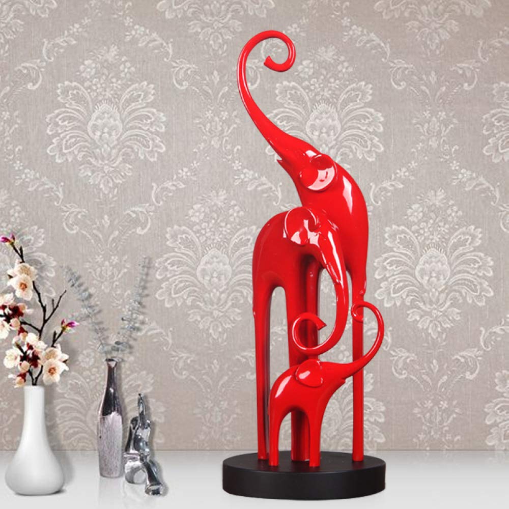 Happy Family of Three Elephant Statue - Handcrafted Resin Home Decor for Living Room, Feng Shui Gift for Housewarming & Wedding - Perfect for Shelf, Mantel & Office Desk Decor
