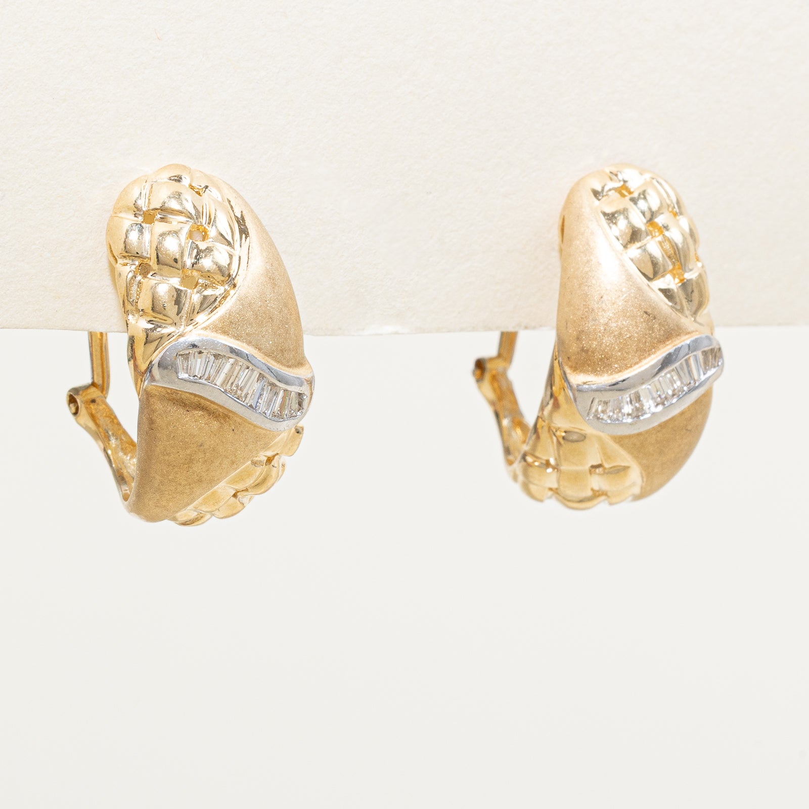 14K Gold Diamond Textured Stud Earrings - 0.18ctw Total Weight | Elegant Everyday Jewelry for Women, Perfect for Work, Date Night & Special Occasions