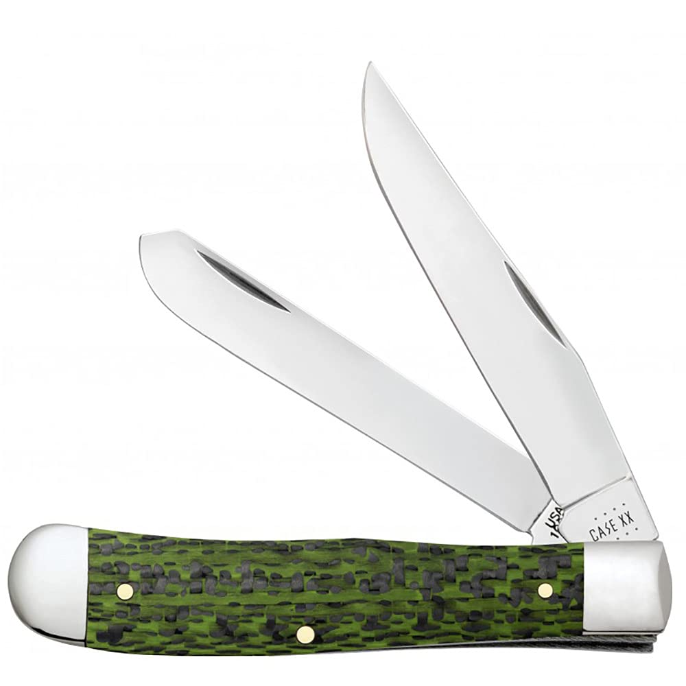 Case Knives CA50710 Green and Black Fiber Weave Trapper Pocket Knife - Durable Hunting, Camping & Everyday Carry (EDC) Knife for Outdoor Adventures