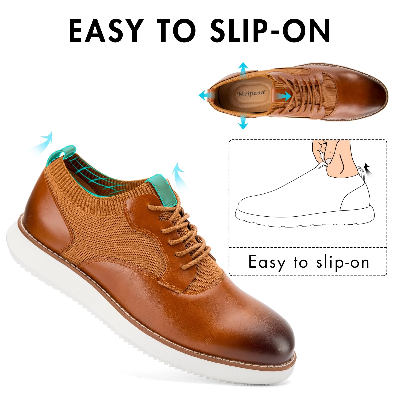 Meijiana Men's Oxford Dress Shoes - Lightweight Lace-Up Formal Shoes for Business & Wedding | Comfortable Office & Evening Wear