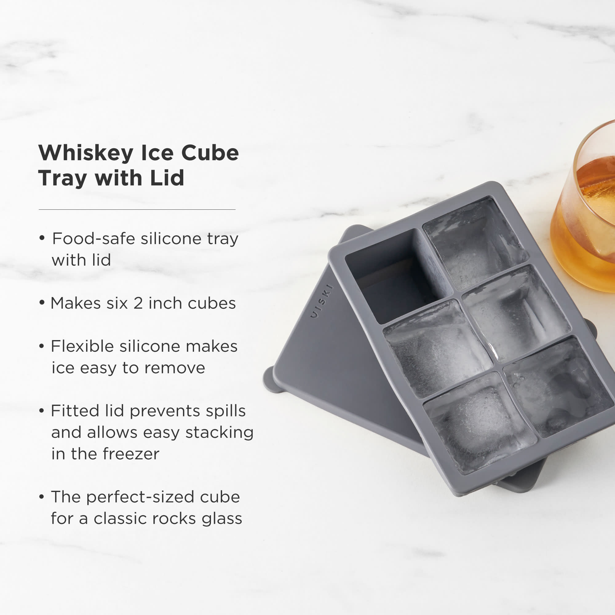 Premium Silicone Ice Cube Tray with Lid - BPA Free, Leak Proof, Flexible Design for Perfect Ice Cubes - Ideal for Cocktails, Smoothies, and Home Bar Use