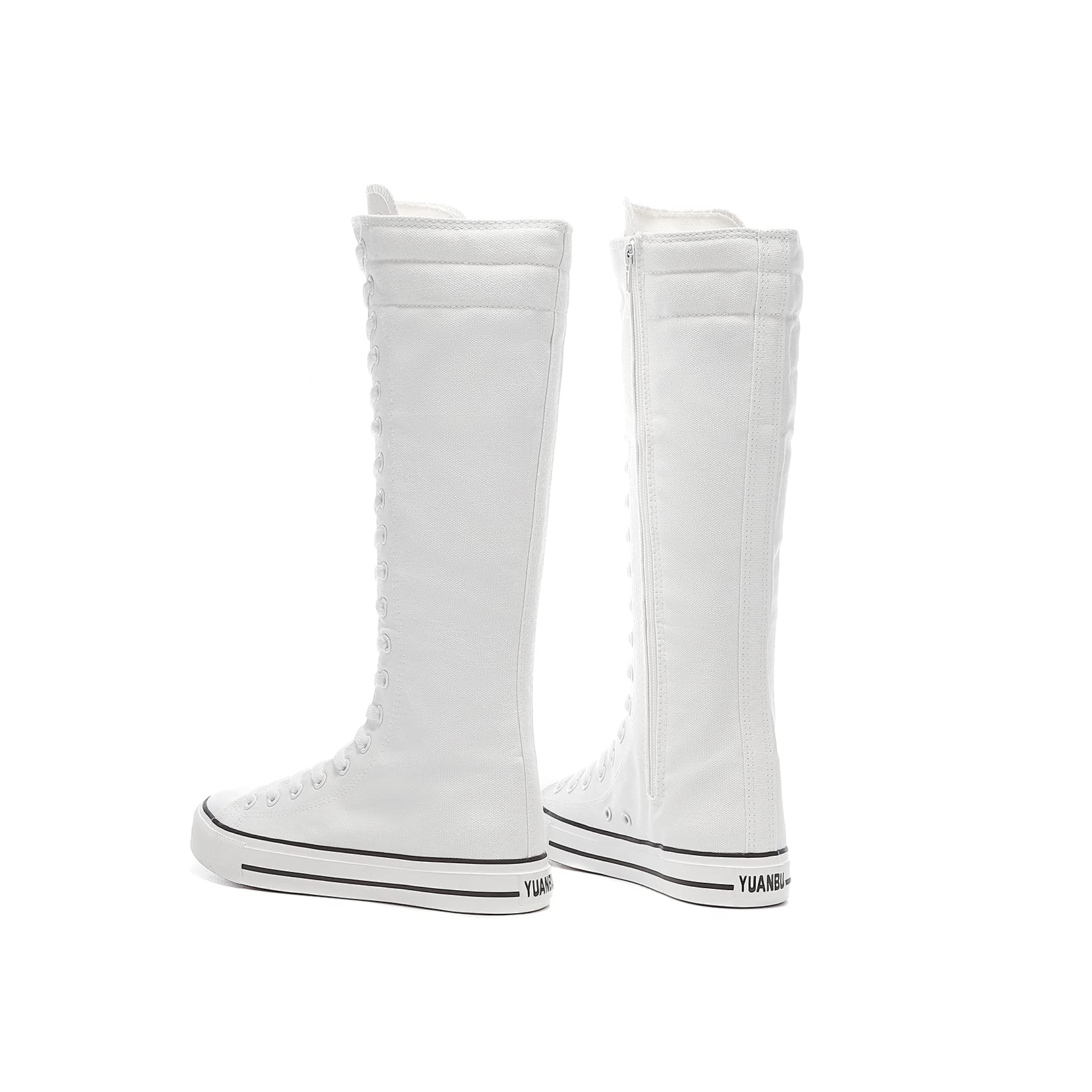 Women's Tall Canvas Lace-Up Knee High Sneakers - Comfortable Fashion Boots for Casual Wear, Walking & Outdoor Activities